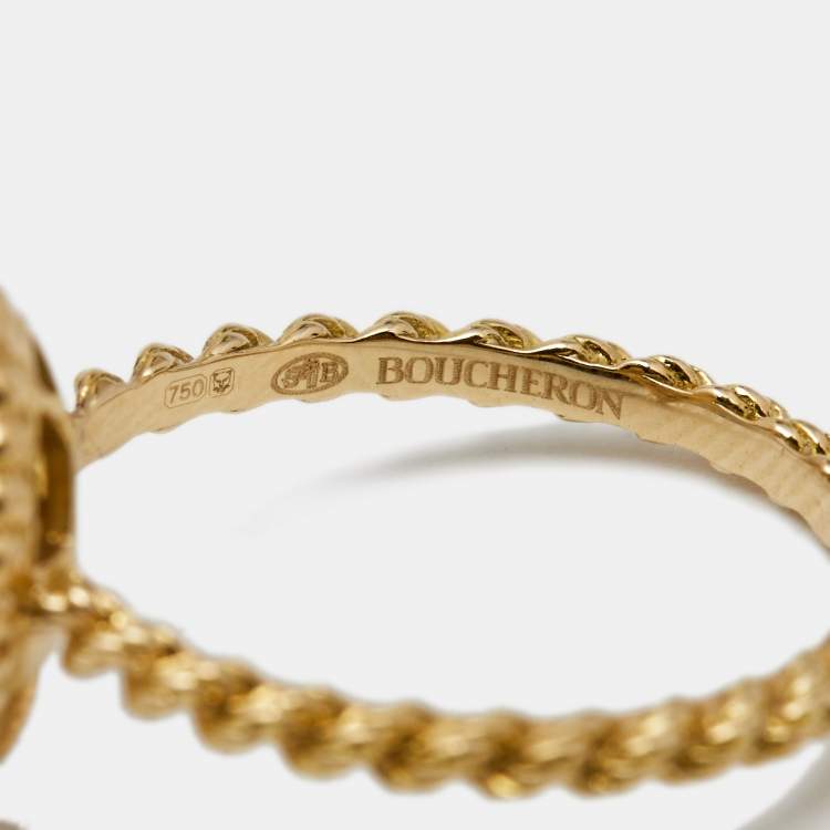 Pre Owned Boucheron Serpent Boheme Diamond 18k Yellow Gold S Motif Ring Size 52
