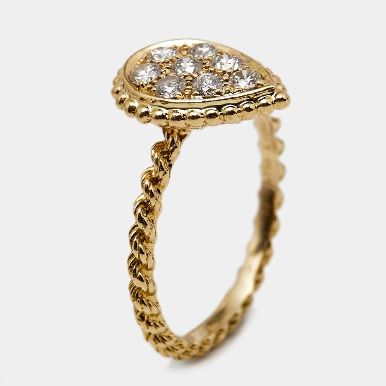 Pre Owned Boucheron Serpent Boheme Diamond 18k Yellow Gold S Motif Ring Size 52