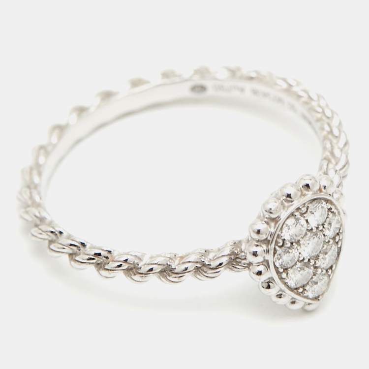 Pre Owned Boucheron Serpent Boheme Diamond 18K White Gold XS Motif Ring Size 50