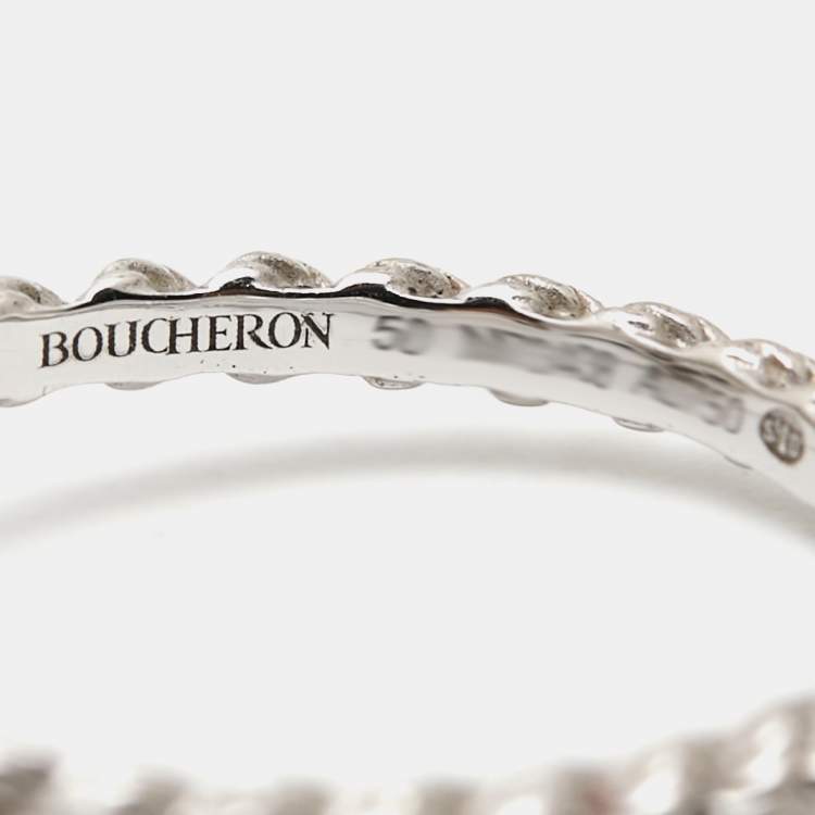 Pre Owned Boucheron Serpent Boheme Diamond 18K White Gold XS Motif Ring Size 50