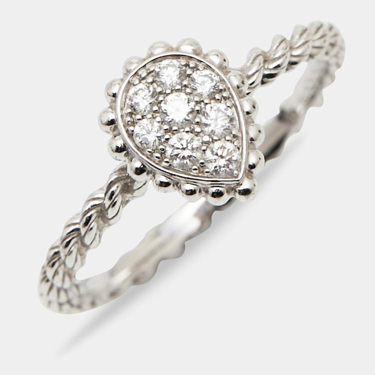 Pre Owned Boucheron Serpent Boheme Diamond 18K White Gold XS Motif Ring Size 50