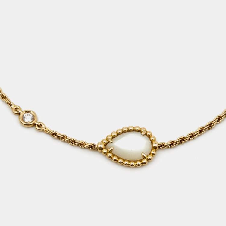 Pre Owned Boucheron Serpent Boheme Mother of Pearl Diamond 18k Yellow Gold XS Motif Bracelet