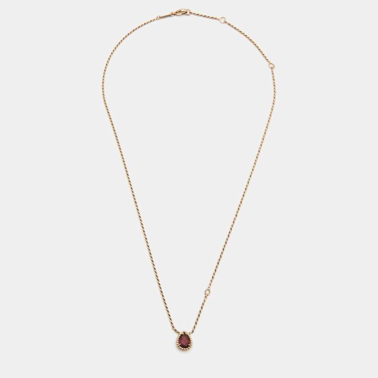 Pre Owned Boucheron Serpent Boheme  Rhodolite Diamond 18k Rose Gold XS Motif Necklace