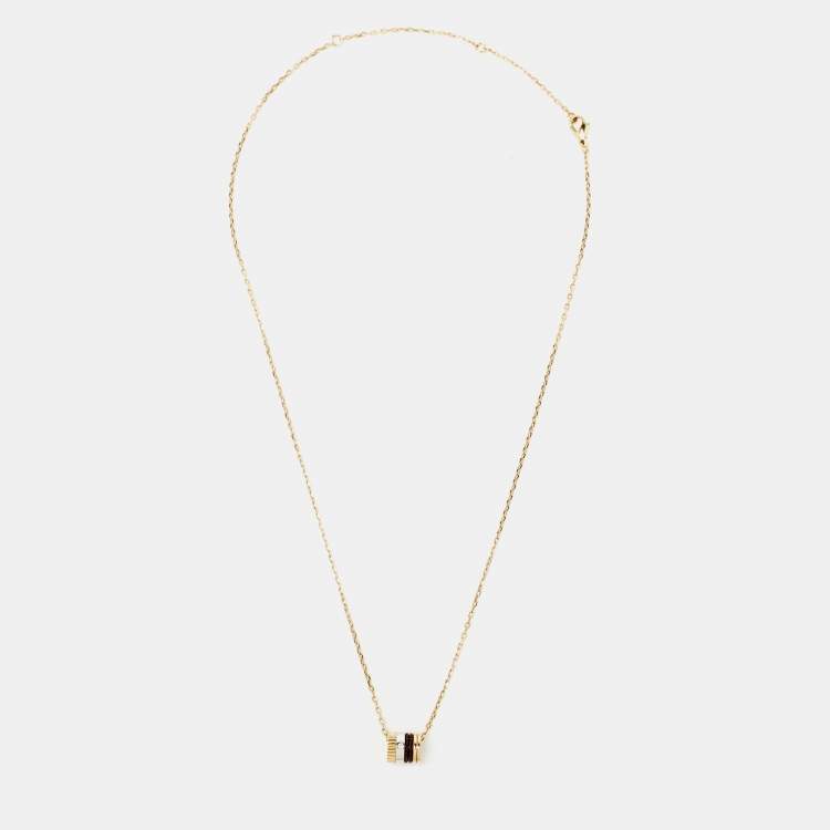 Pre Owned Boucheron Quatre Classique Mini Ring Diamond 18k Three Tone Gold Pendant Necklace