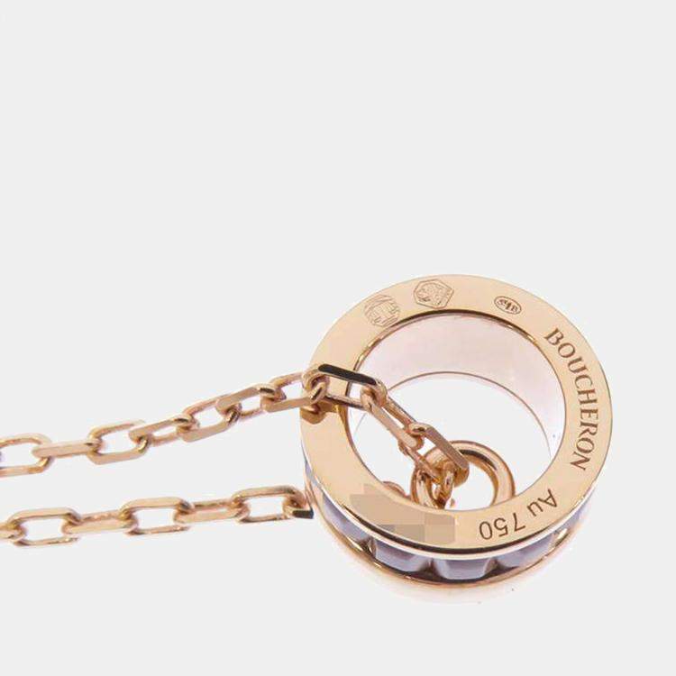 Pre Owned Boucheron Quatre Classique Mini 18K Yellow Gold Rose Gold PVD Necklace 