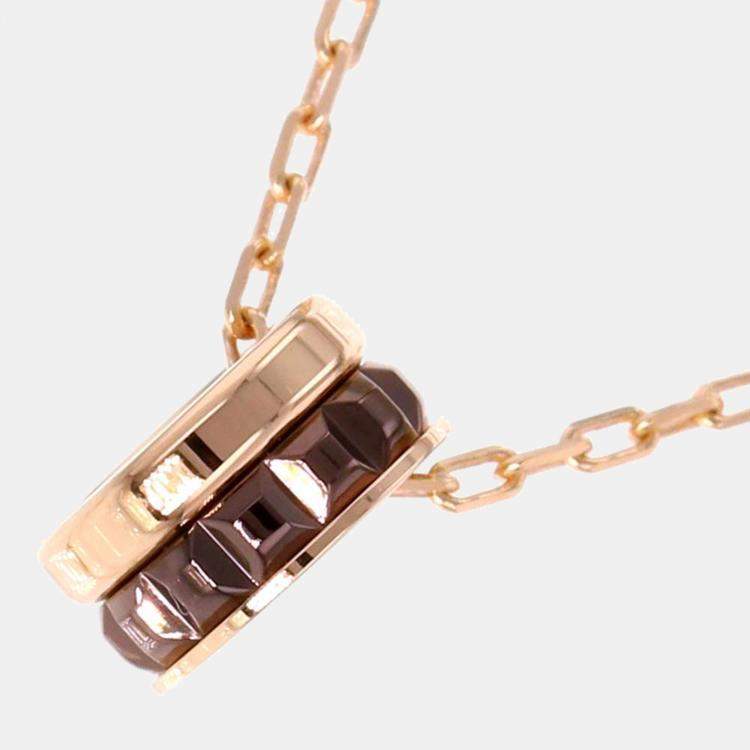 Pre Owned Boucheron Quatre Classique Mini 18K Yellow Gold Rose Gold PVD Necklace 