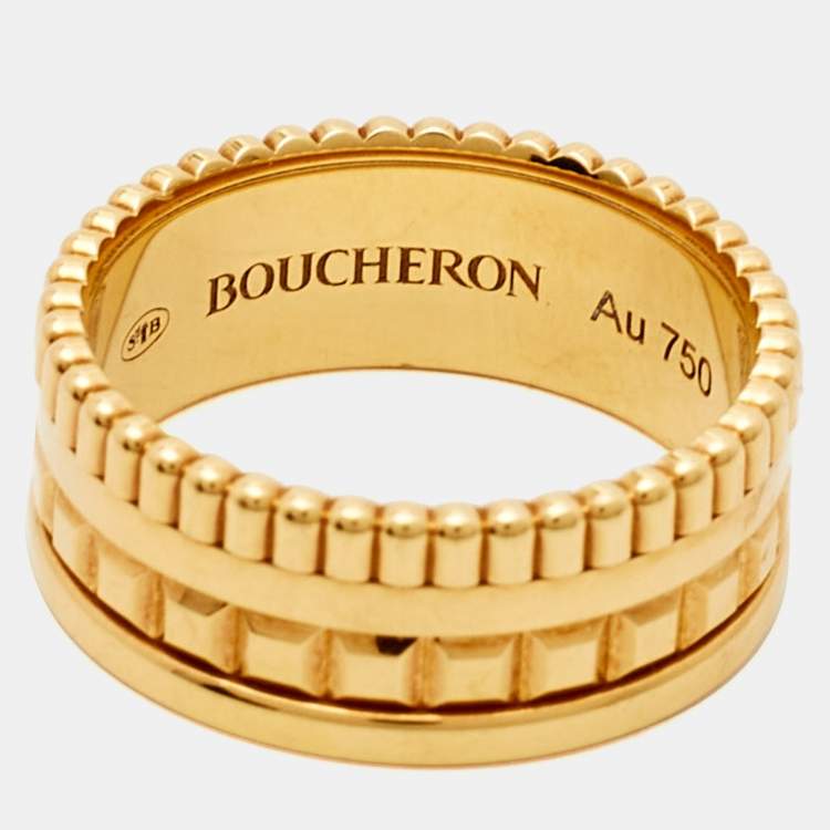 Pre Owned Boucheron Quatre Radiant Edition 18K Yellow Gold Band Ring 52