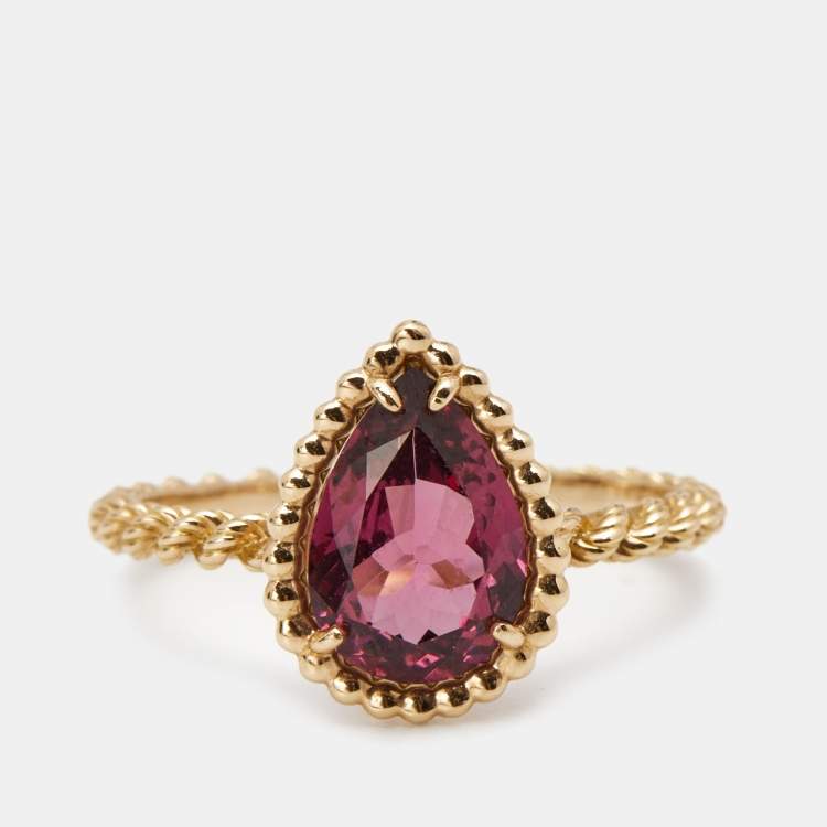 Pre Owned Boucheron Serpent Boheme Rhodolite 18k Rose Gold S Motif Ring Size 52