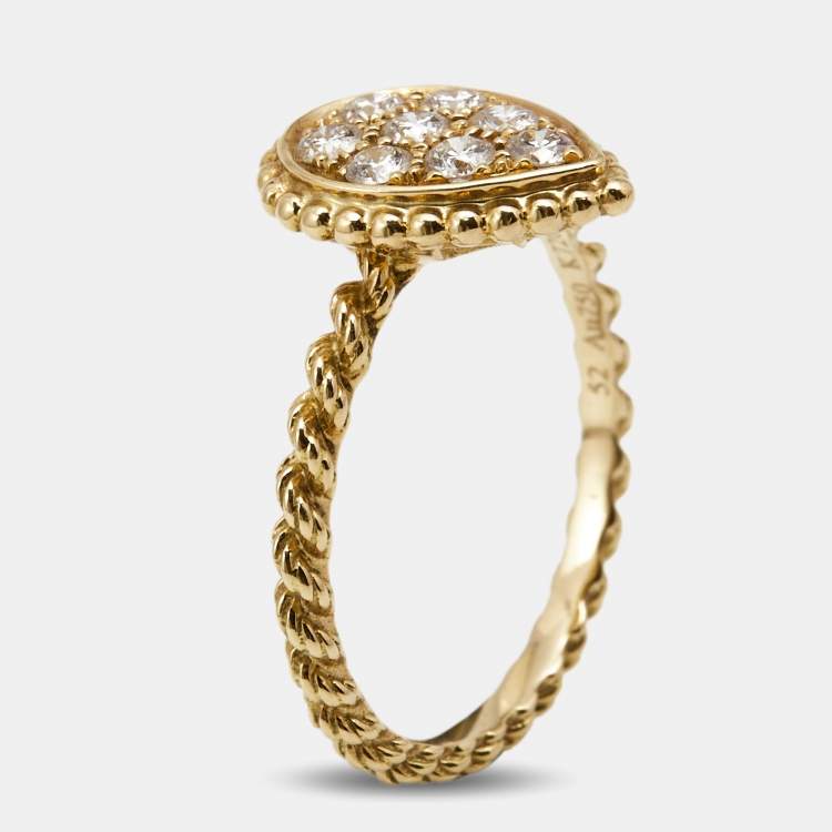 Pre Owned Boucheron Serpent Boheme Diamonds 18k Yellow Gold S Motif Ring Size 52