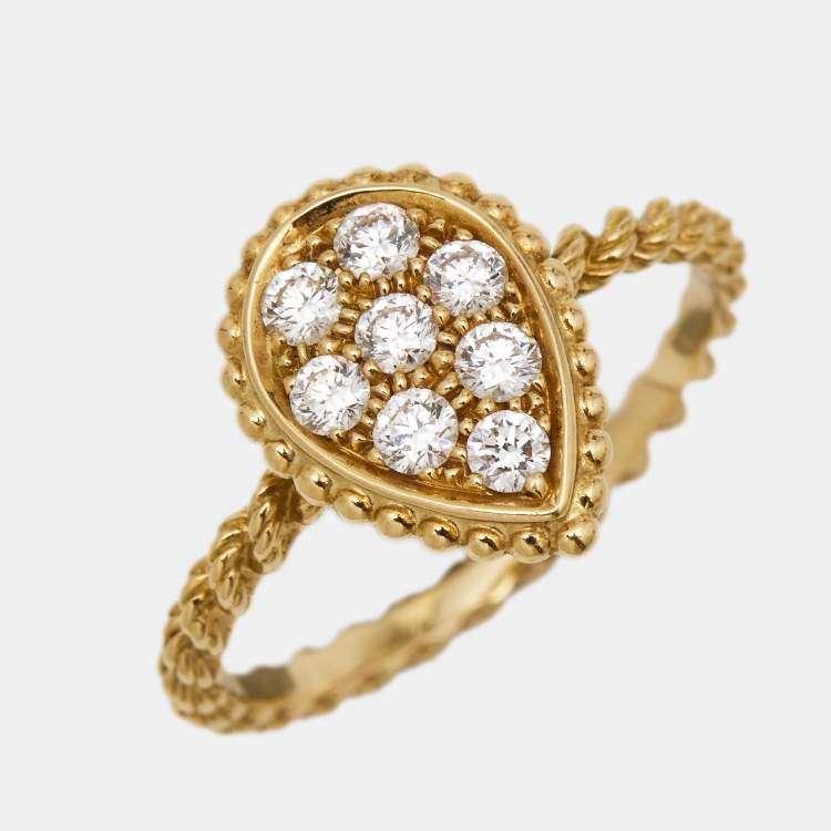 Pre Owned Boucheron Serpent Boheme Diamonds 18k Yellow Gold S Motif Ring Size 52
