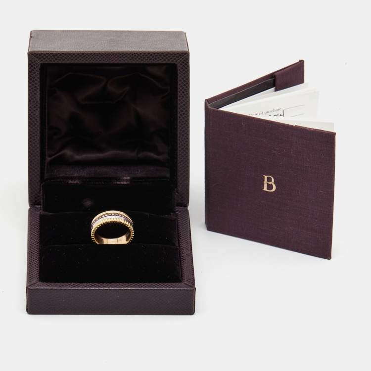 Pre Owned Boucheron Quatre Classique Brown PVD 18k Three Tone Gold Small Band Ring Size 52