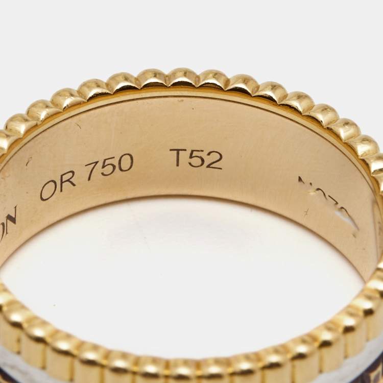 Pre Owned Boucheron Quatre Classique Brown PVD 18k Three Tone Gold Small Band Ring Size 52