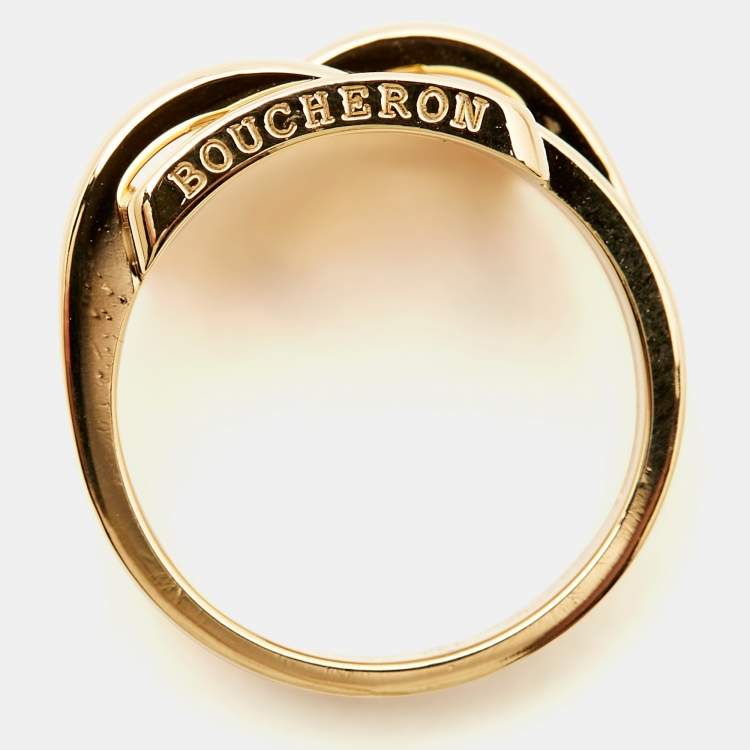 Pre Owned Boucheron Déchaînée 18k Yellow Gold Ring Size 55