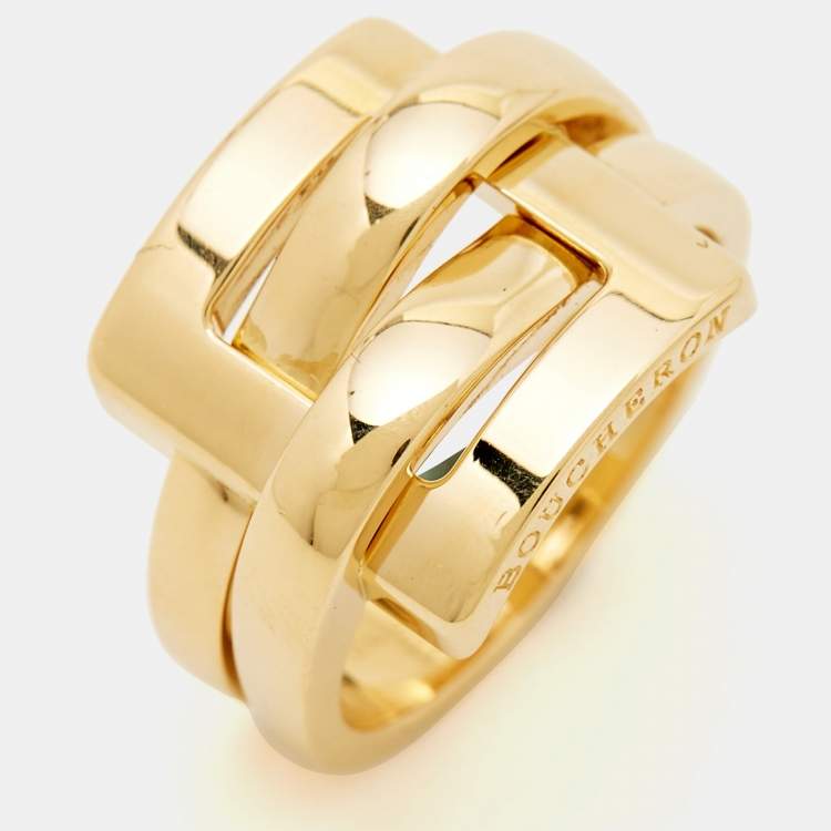 Pre Owned Boucheron Déchaînée 18k Yellow Gold Ring Size 55