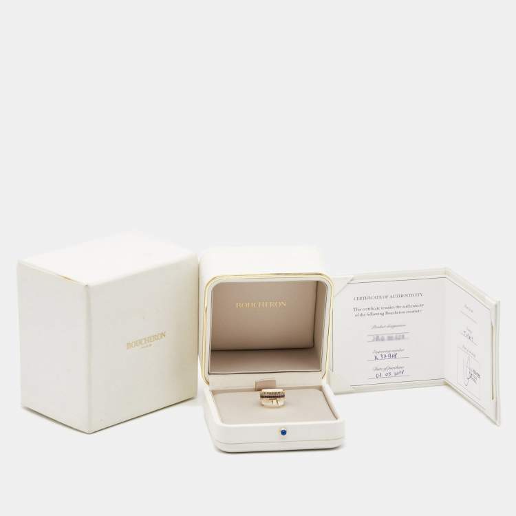 Pre Owned Boucheron Quatre Classique Diamonds 18k Three Tone Gold Small Ring Size 52