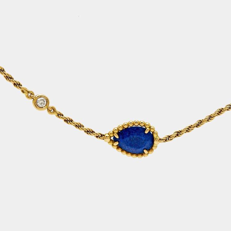 Pre Owned Boucheron Serpent Boheme Lapis Lazuli Diamond 18k Yellow Gold Bracelet