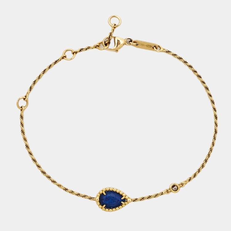 Pre Owned Boucheron Serpent Boheme Lapis Lazuli Diamond 18k Yellow Gold Bracelet