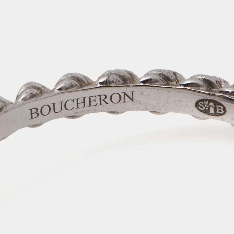 Pre Owned Boucheron Serpent Boheme  Amethyst 18k White Gold S Motif Ring Size 49