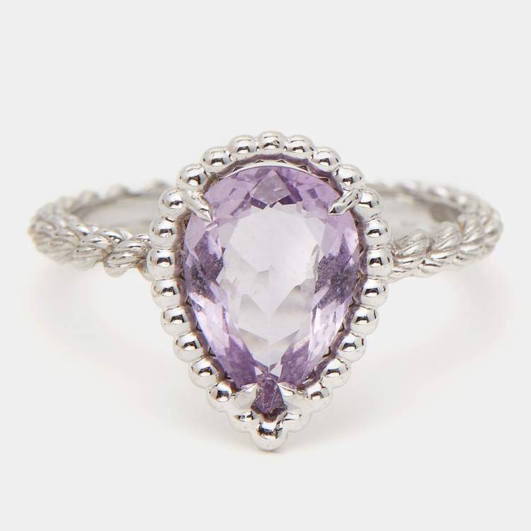Pre Owned Boucheron Serpent Boheme  Amethyst 18k White Gold S Motif Ring Size 49