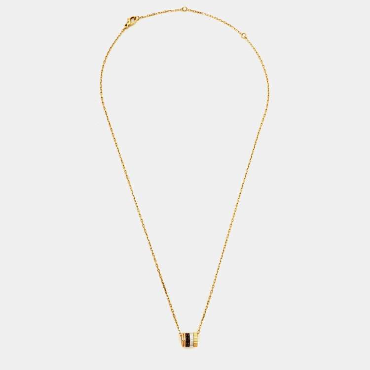 Pre Owned Boucheron Quatre Classique Brown PVD Diamond 18k Three Tone Gold Necklace