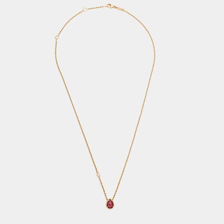 Pre Owned Boucheron Serpent Boheme Rhodolite Diamond 18k Rose Gold XS Motif Necklace