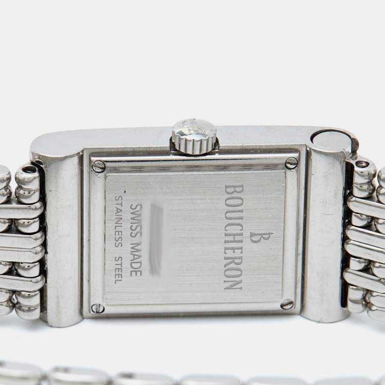 Pre Owned Boucheron Silver Diamonds Stainless Steel Reflet Women's Wristwatch 18 mm (With 8 Straps)