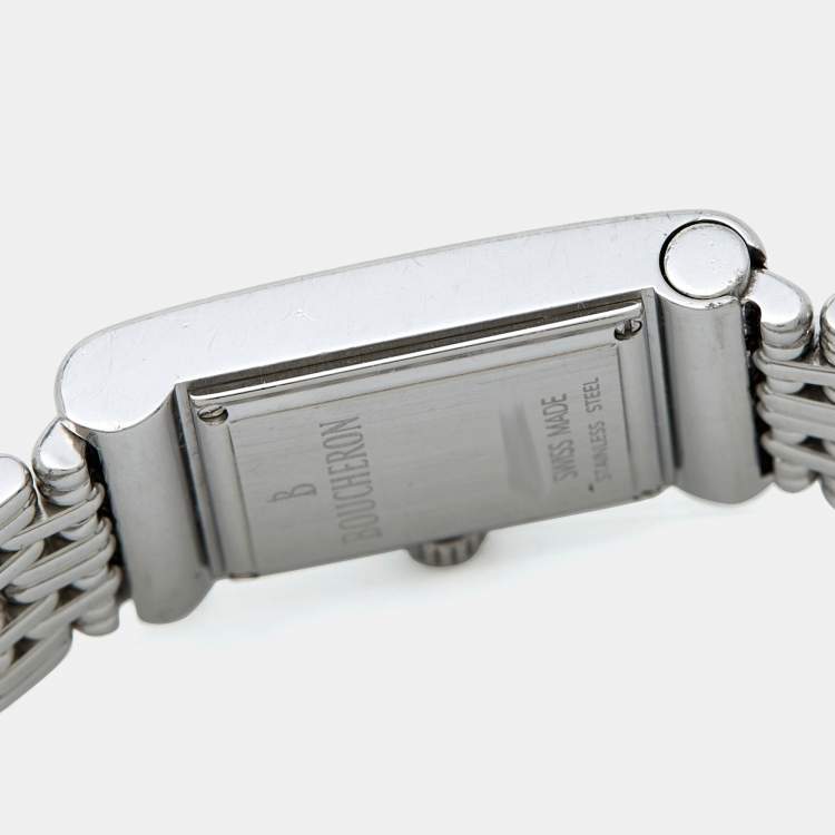 Pre Owned Boucheron Silver Diamonds Stainless Steel Reflet Women's Wristwatch 18 mm (With 8 Straps)