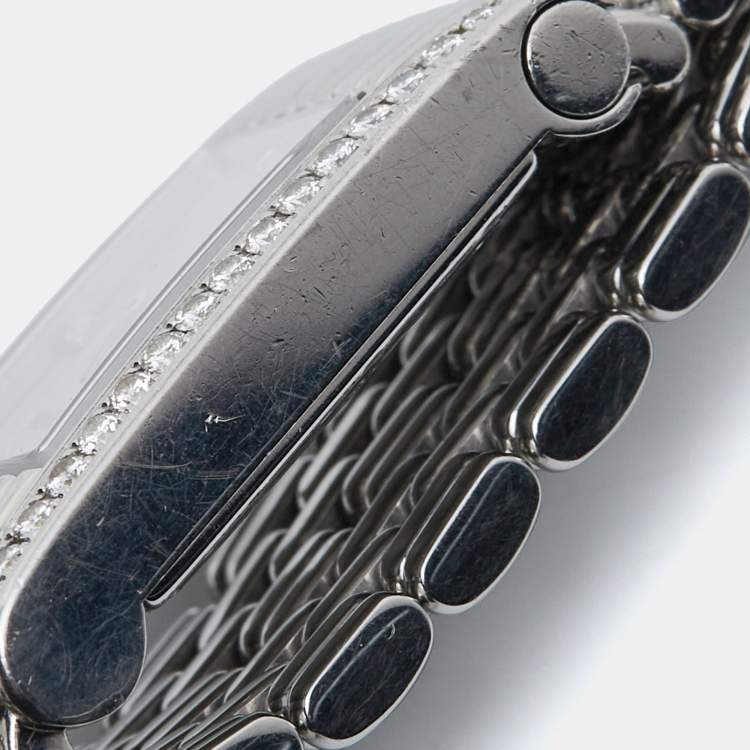 Pre Owned Boucheron Silver Diamonds Stainless Steel Reflet Women's Wristwatch 18 mm (With 8 Straps)