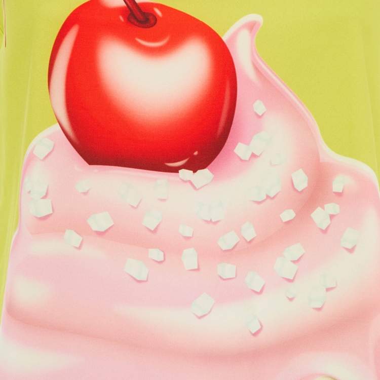 Pre Owned Boutique Moschino Volt Green Ice Cream Print Crepe Sleeveless Top S