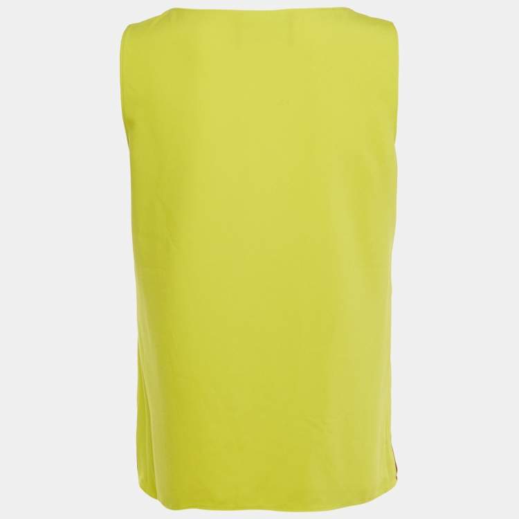 Pre Owned Boutique Moschino Volt Green Ice Cream Print Crepe Sleeveless Top S