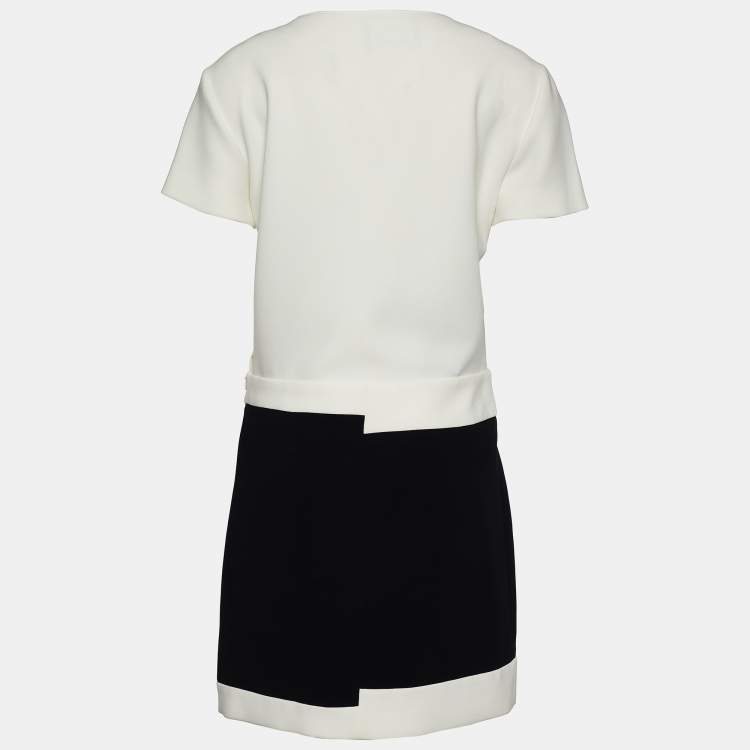 Pre Owned Boutique Moschino Monochrome Crepe Knee-Length Dress M