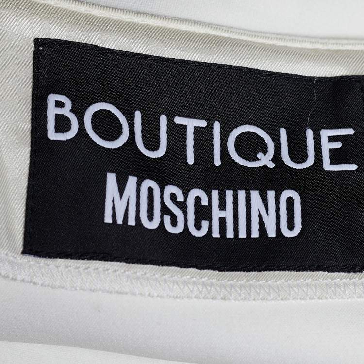 Pre Owned Boutique Moschino Monochrome Crepe Knee-Length Dress M