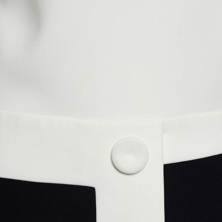 Pre Owned Boutique Moschino Monochrome Crepe Knee-Length Dress M
