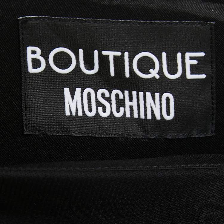 Pre Owned Boutique Moschino Black Crepe Crystal Embellished Detailed Dress L
