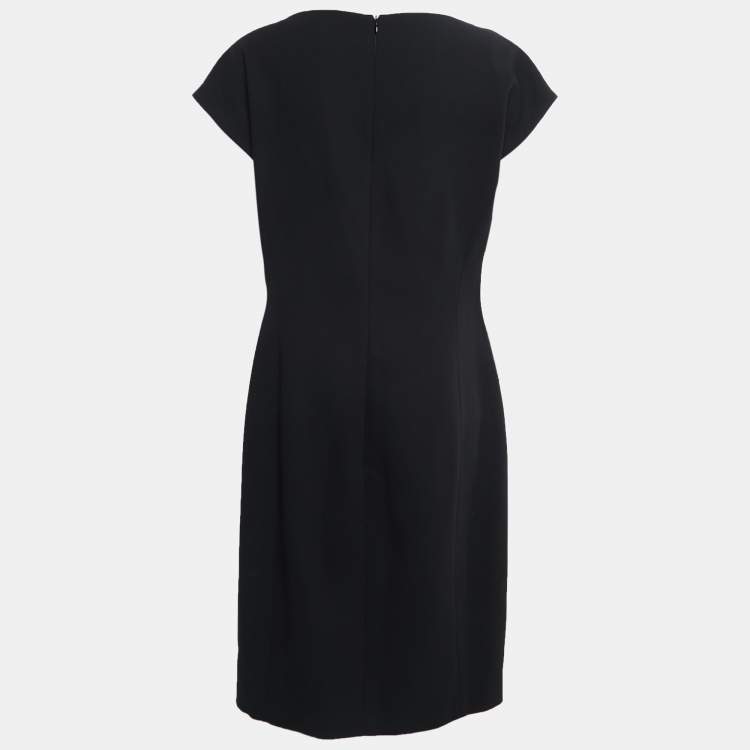 Pre Owned Boutique Moschino Black Crepe Crystal Embellished Detailed Dress L