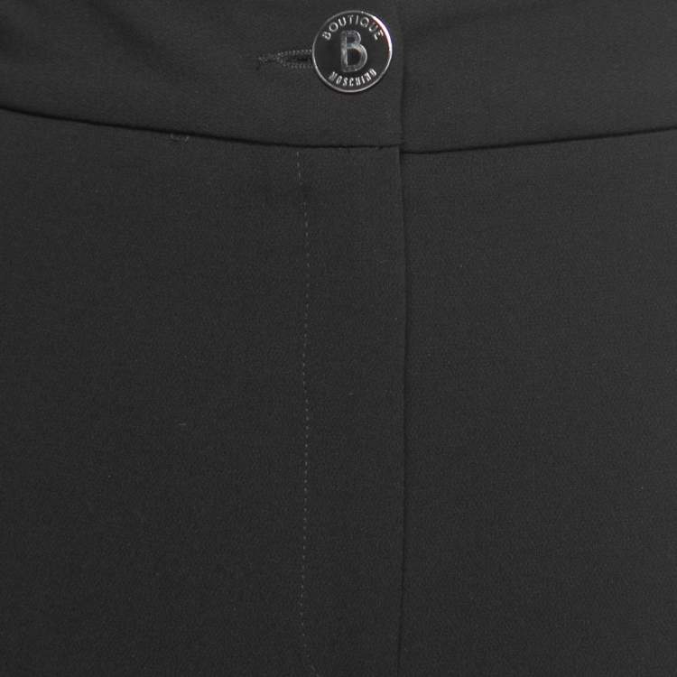 Pre Owned Boutique Moschino Black Crepe Wide Leg Trousers S