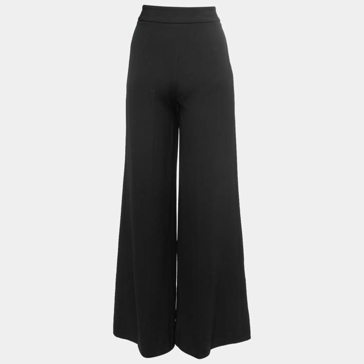 Pre Owned Boutique Moschino Black Crepe Wide Leg Trousers S