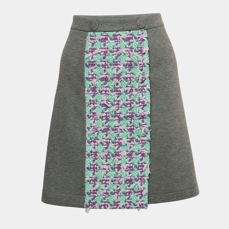 Pre Owned Boutique Moschino Grey Modal and Cotton Tweed Detail Mini Skirt L