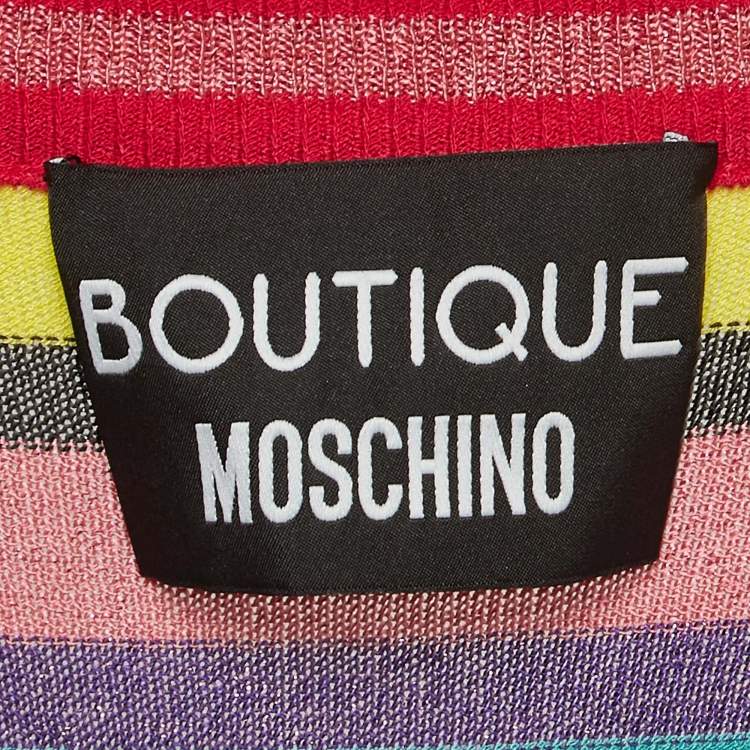 Pre Owned Boutique Moschino Patterned Lurex Knit Mini Dress M