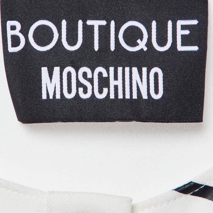 Pre Owned Boutique Moschino White Printed Crepe Sleeveless Top S
