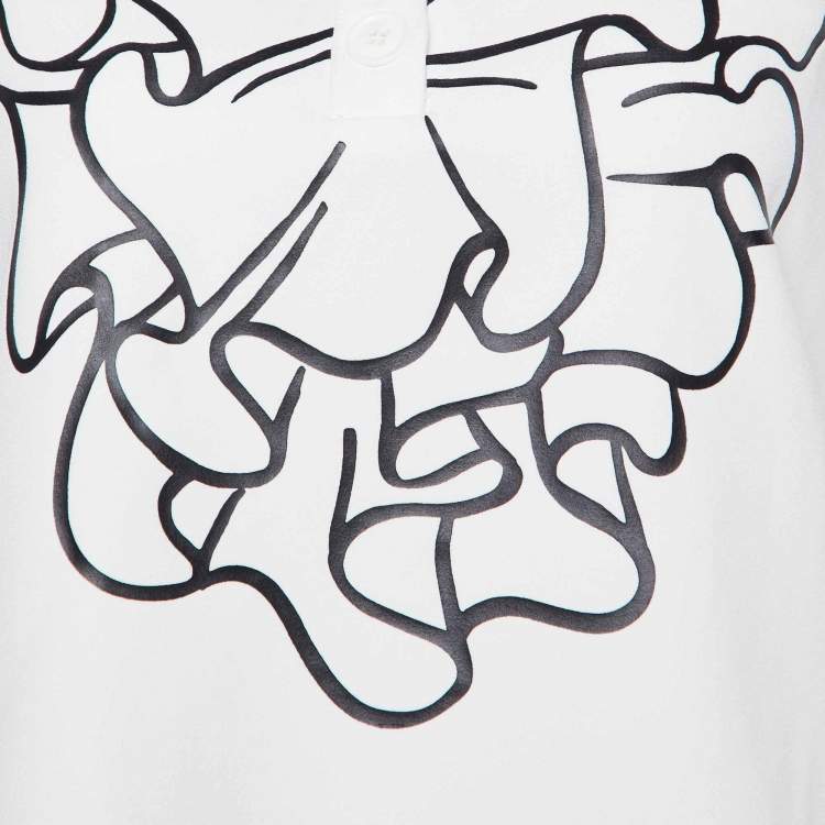 Pre Owned Boutique Moschino White Printed Crepe Sleeveless Top S