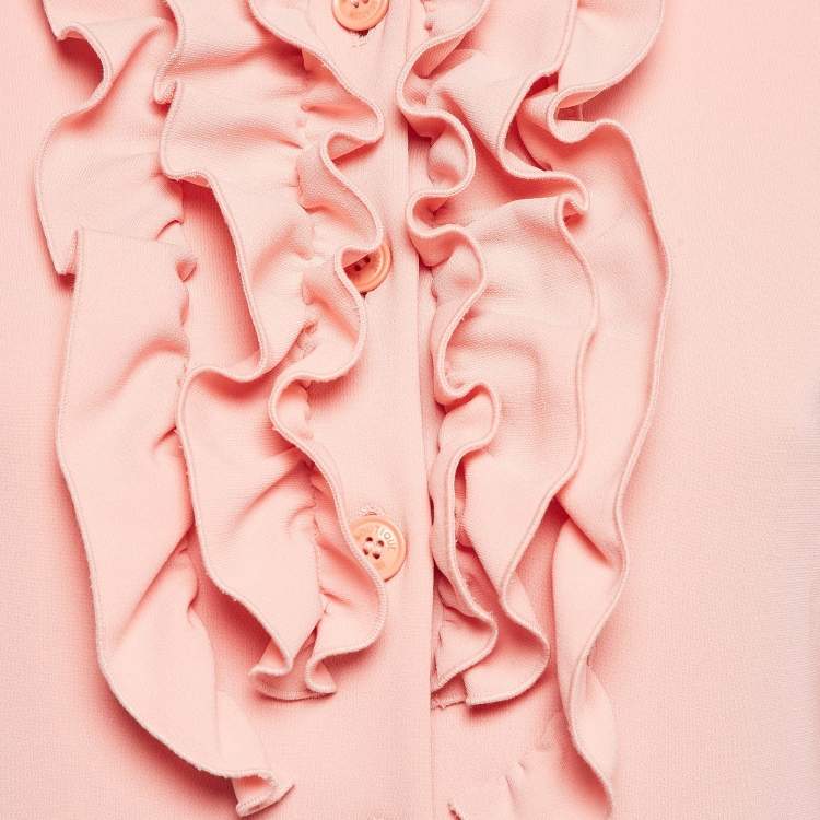 Pre Owned Boutique Moschino Pink Crepe Ruffle Detail Jacket S