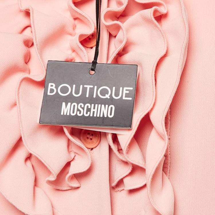 Pre Owned Boutique Moschino Pink Crepe Ruffle Detail Jacket S