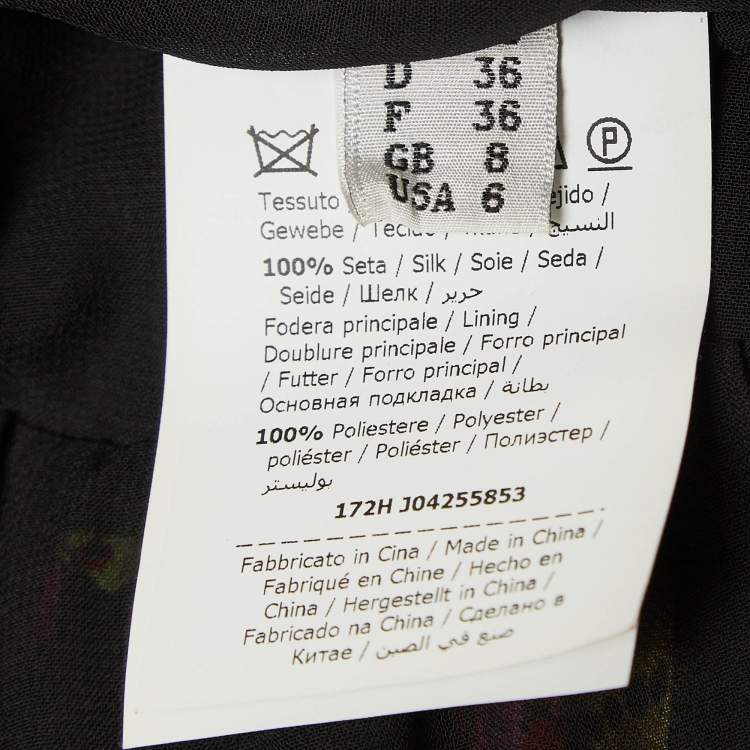 Pre Owned Boutique Moschino Black Butterfly Print Tiered Midi Dress S