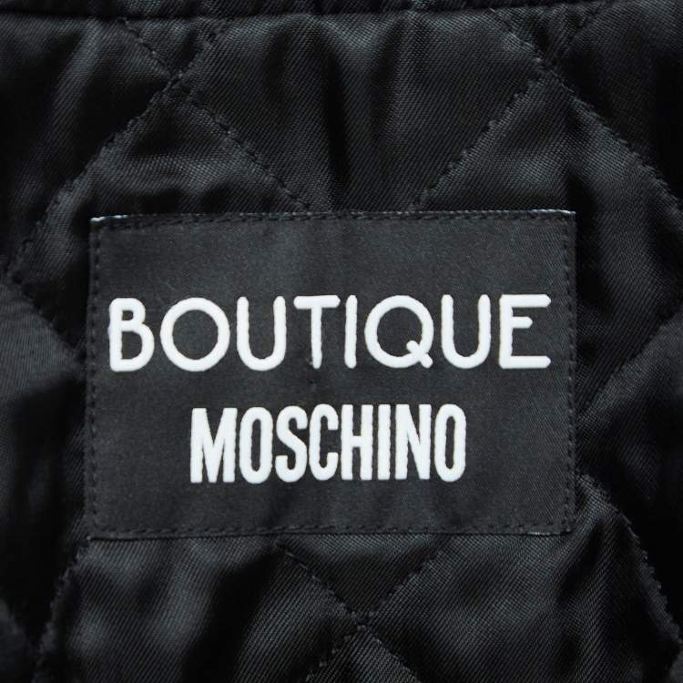 Pre Owned Boutique Moschino Black Tweed Coat and Skirt Suit M