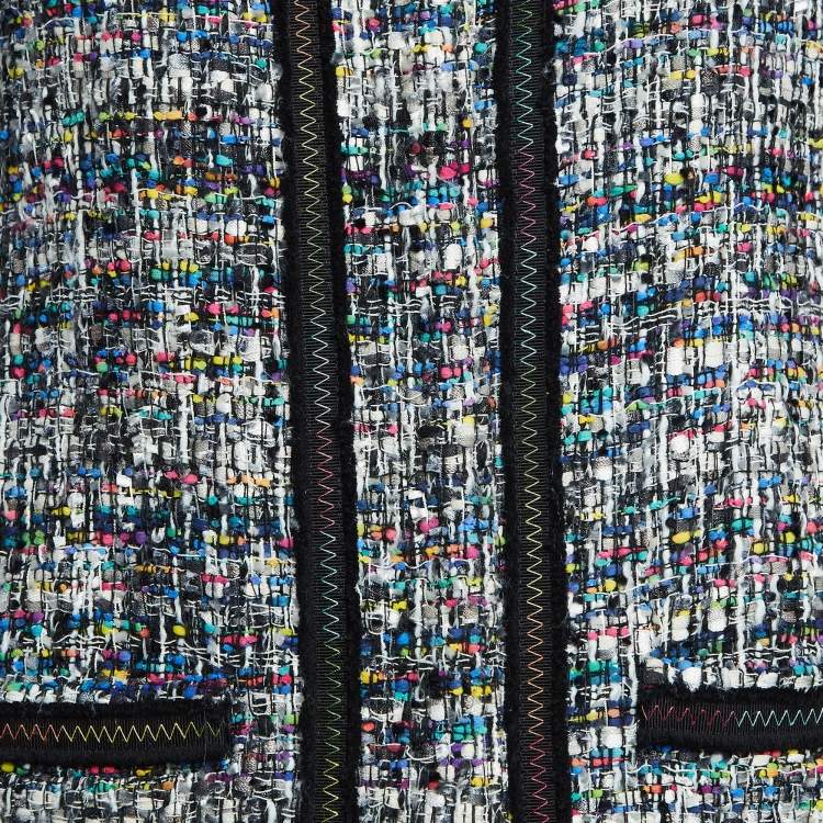 Pre Owned Boutique Moschino Black Tweed Coat and Skirt Suit M