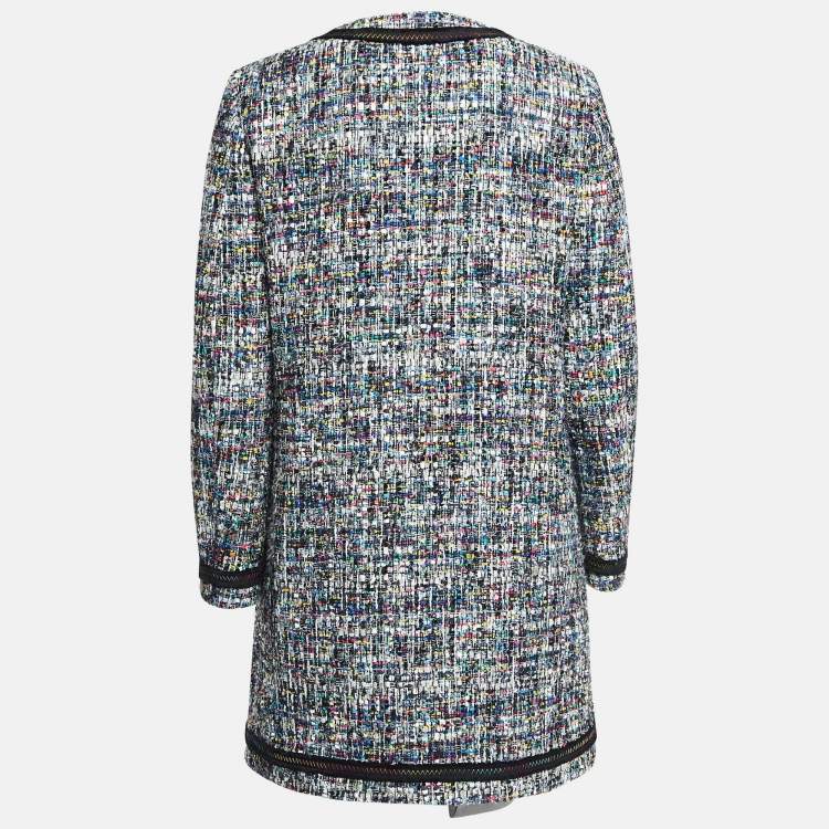 Pre Owned Boutique Moschino Black Tweed Coat and Skirt Suit M