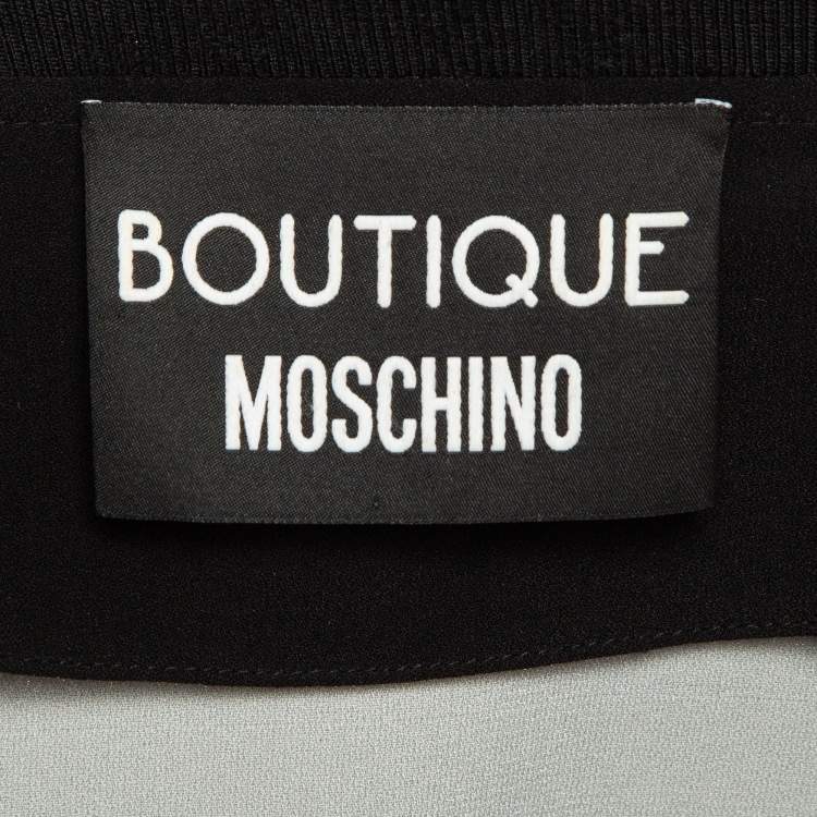 Pre Owned Boutique Moschino Black/White Dots Print Stretch Crepe Sweatshirt M