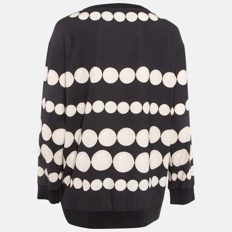 Pre Owned Boutique Moschino Black/White Dots Print Stretch Crepe Sweatshirt M