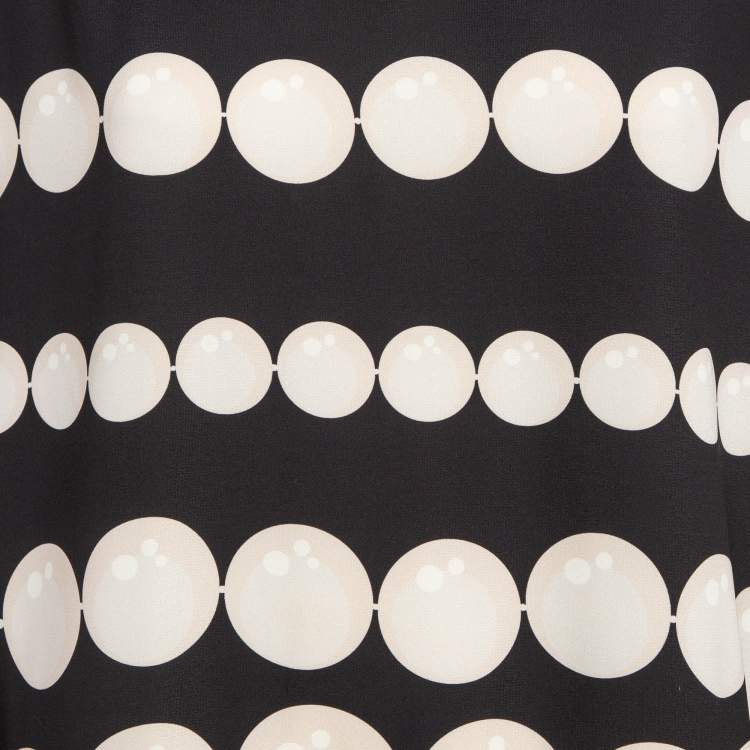 Pre Owned Boutique Moschino Black/White Dots Print Stretch Crepe Sweatshirt M